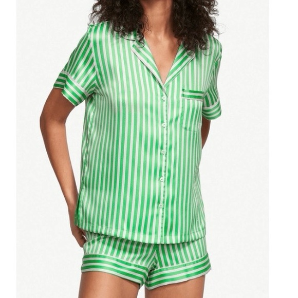 Victoria's Secret Mint and White Striped Pajama Top - Picture 1 of 9